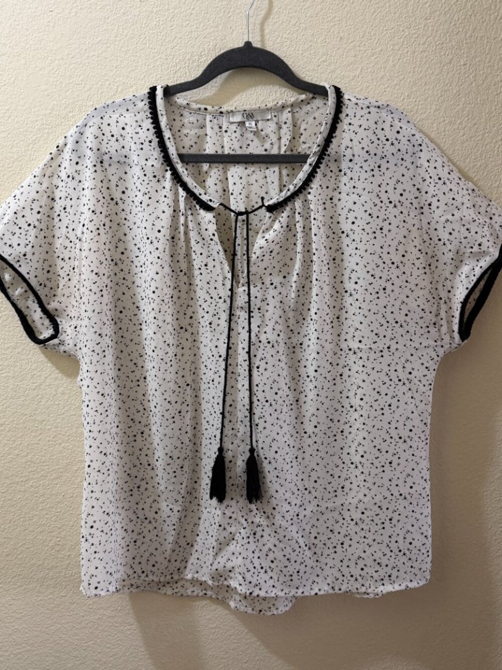 Speckled Tassel Tie Blouse Size XL